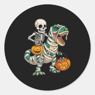Sticker Rond Skeleton équitation maman Dinosaure T Rex Enfants