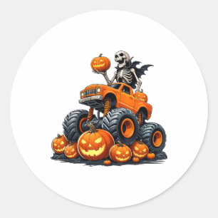Sticker Rond Skeleton équitation Monster Camion Halloween Citro