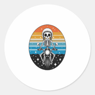 Sticker Rond Skeleton équitation moto