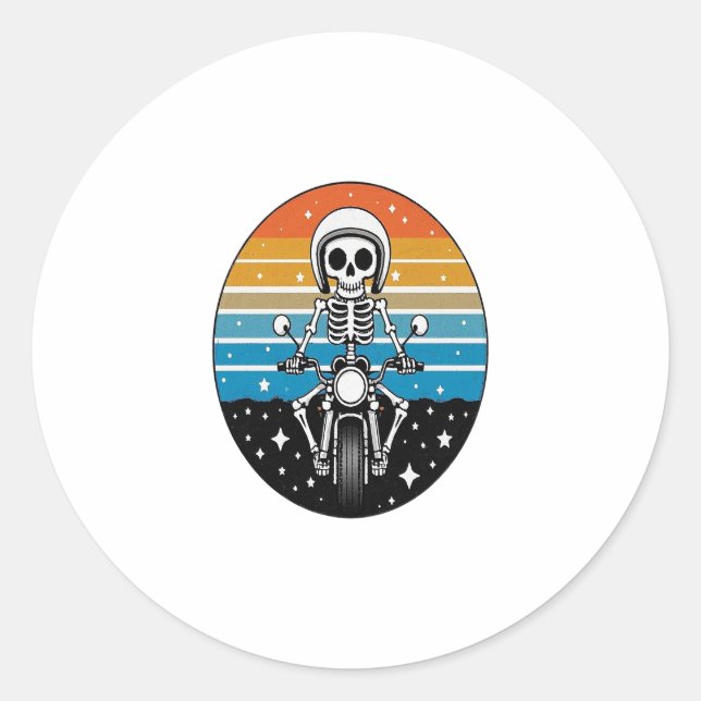 Sticker Rond Skeleton équitation moto (Devant)