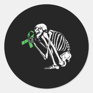 Sticker Rond Skeleton Green Ruban - Guerre de sensibilisation à