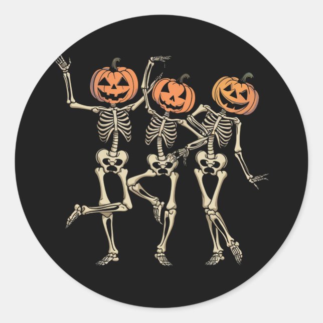 Sticker Rond Skeleton Halloween Citrouille Automne saison Éffra (Devant)