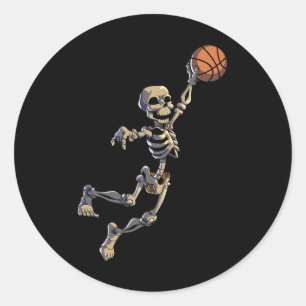 Sticker Rond Skeleton Halloween Hommes garçons Basketball