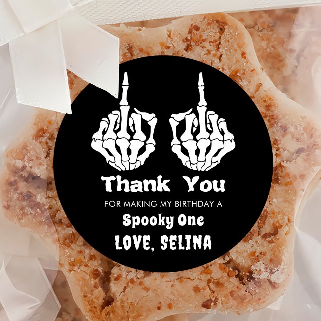Sticker Rond Skeleton Halloween mignonne Fête d'anniversaire Gh (Créateur téléchargé)