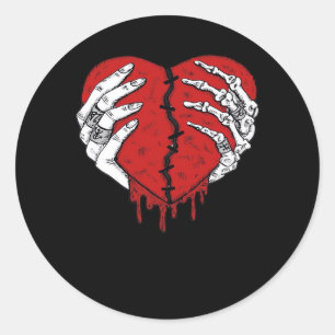 Sticker Rond Skeleton Hands Hearts Classic Trending