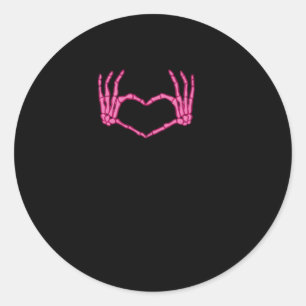 Sticker Rond Skeleton Heart Hands Classic