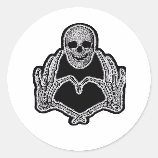 Sticker Rond Skeleton Heart Hands Classic (Devant)