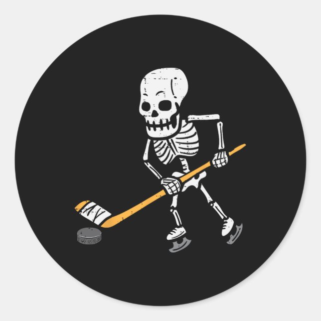 Sticker Rond Skeleton Hockey sur glace Halloween Costume sporti (Devant)