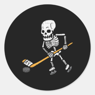 Sticker Rond Skeleton Hockey sur glace Halloween Costume sporti