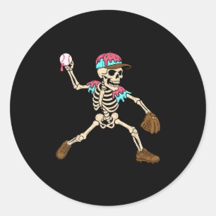 Sticker Rond Skeleton Ice Cream Driam Baseball Srt Player Hallo