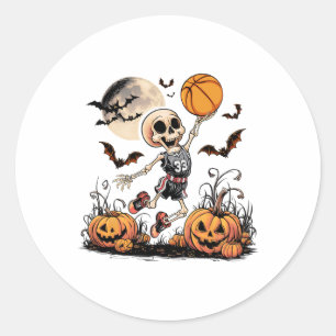 Sticker Rond Skeleton Jouer Basket Halloween Hommes Garçons Bas