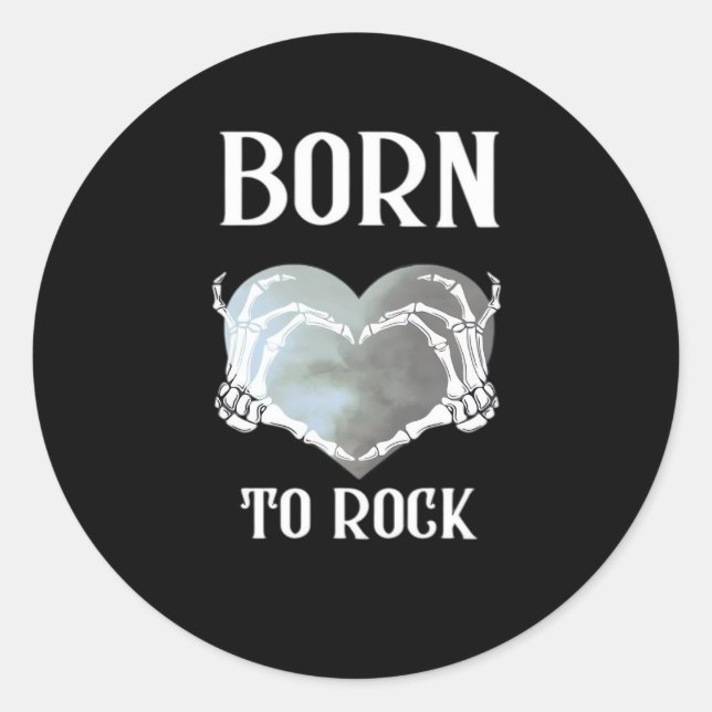 Sticker Rond Skeleton Mains Grey Heart Graphic Pour Classique (Devant)