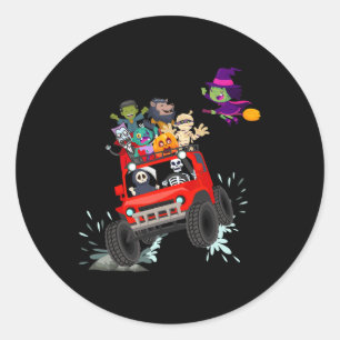 Sticker Rond Skeleton maman Vampire Zombie équitation Monster C
