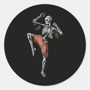 Sticker Rond Skeleton Muay Thai Boxing Karate Kickboxing Martia