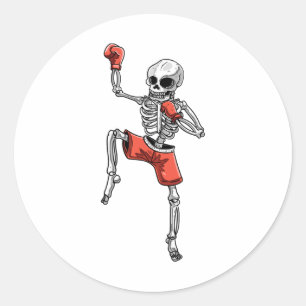 Sticker Rond Skeleton Muay Thai Halloween Kickboxing Mixed mart