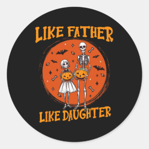 Sticker Rond Skeleton père fille jumelage Halloween Costum