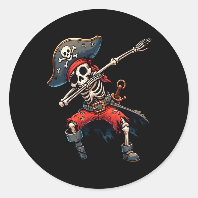 Sticker Rond Skeleton Pirate Kids (Devant)