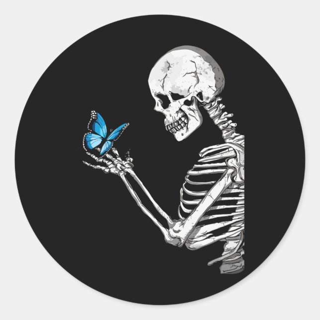 Sticker Rond Skeleton Retro Halloween (Devant)