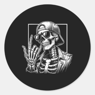 Sticker Rond Skeleton Rock Halloween Costume Rocker Cool R