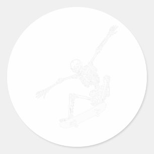 Sticker Rond Skeleton Skateboard Skateboard Halloween Skateboar
