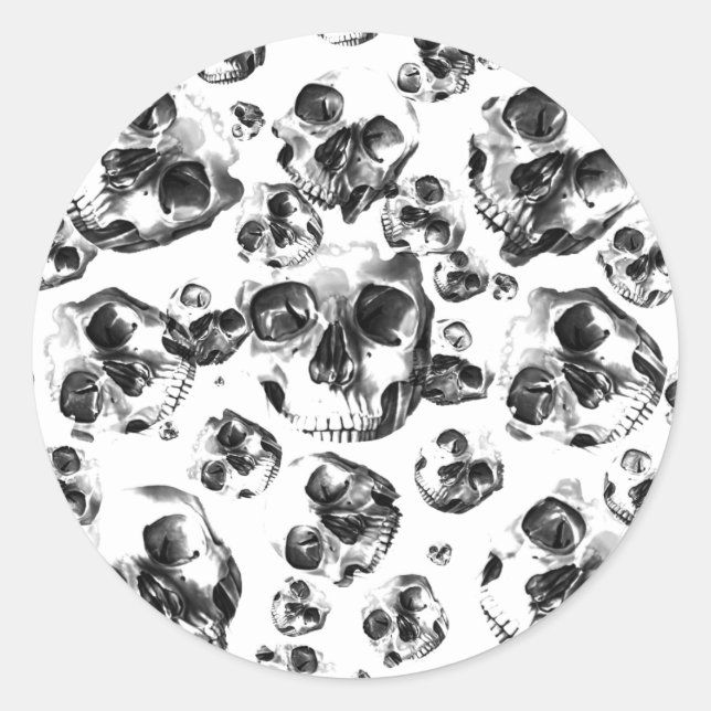 Sticker Rond Skeleton Skull Art Pattern (Devant)