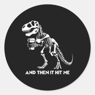 Sticker Rond Skeleton T-rex Dinosaur Halloween Hommes Femmes Dr