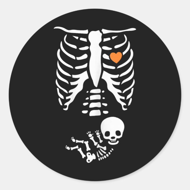 Sticker Rond Skeleton Xray Halloween Costume Pregnant Women Mom (Devant)