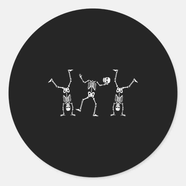 Sticker Rond Skeletons de breakdance Drôle Hip hop Soky Dance D (Devant)