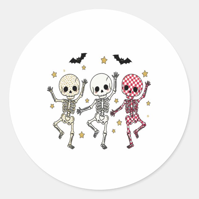 Sticker Rond Skeletons de danse d'Halloween (Devant)