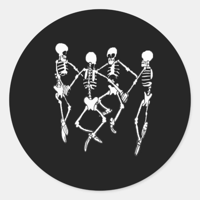 Sticker Rond Skeletons de danse mème éffrayant 1 (Devant)