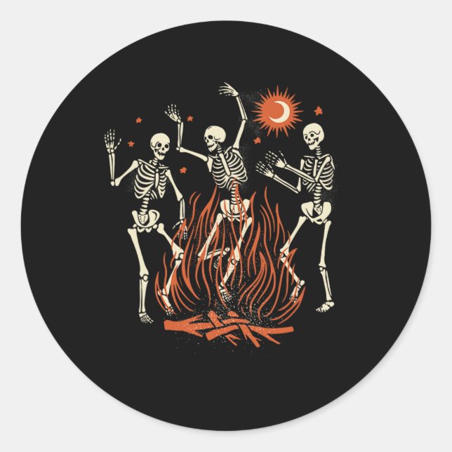 Sticker Rond Skeletons de danse mystique d'Halloween (Devant)