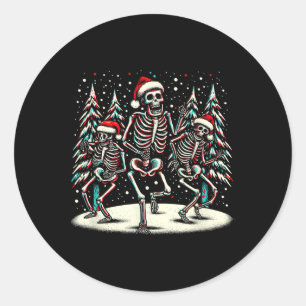 Sticker Rond Skeletons de Noël - Costume d'Halloween Vintage