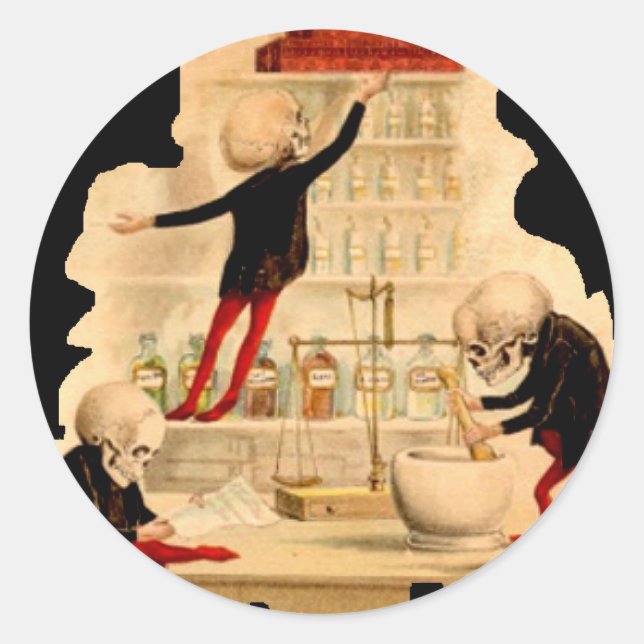 Sticker Rond Skeletons scientifiques (Devant)