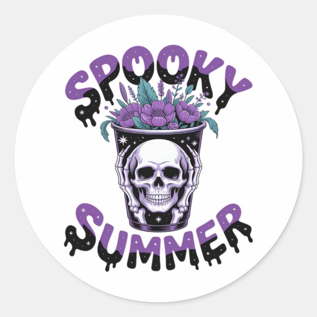 Sticker Rond Skeletonsummerween été éffrayant (Devant)