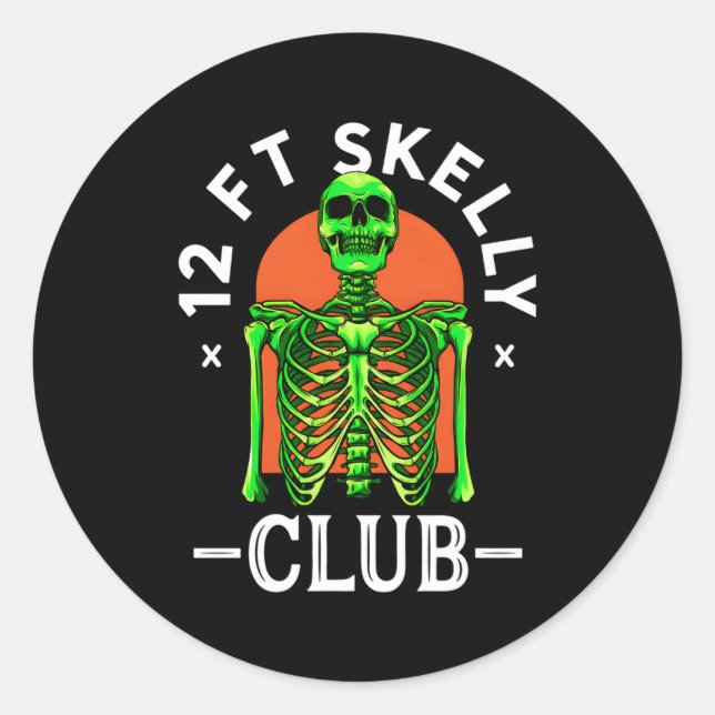 Sticker Rond Skelly Club de 12pieds Halloween Squelette de 12 p (Devant)