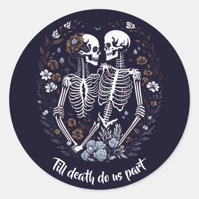 Sticker Rond Skelton Amateurs jusqu'à la mort nous sépare (Devant)
