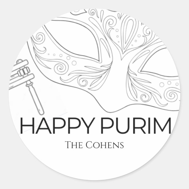 Sticker Rond Sketch Purim Label (Devant)