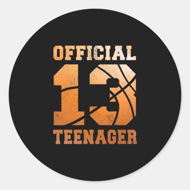 Sticker Rond Sketll 13th Birthday Official Teenager Boy 13 Year (Devant)