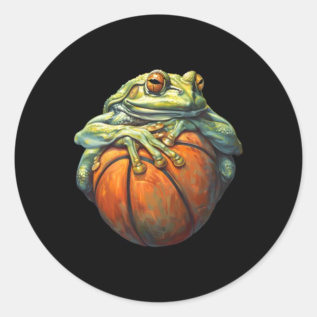 Sticker Rond Sketll Frog Bll Player Artwork Drawing Sketll Hoop (Devant)