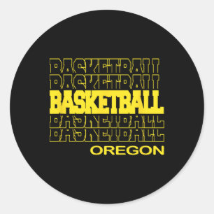 Sticker Rond Sketll Oregon en lettrage moderne empilé 