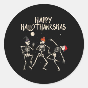 Sticker Rond Sketon Noël Halloween Thanksgiving Amusant