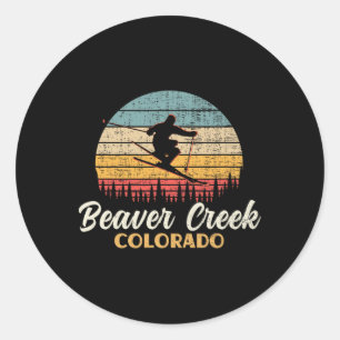 Sticker Rond Ski à Beaver Creek Colorado Ski Montagne Vintage