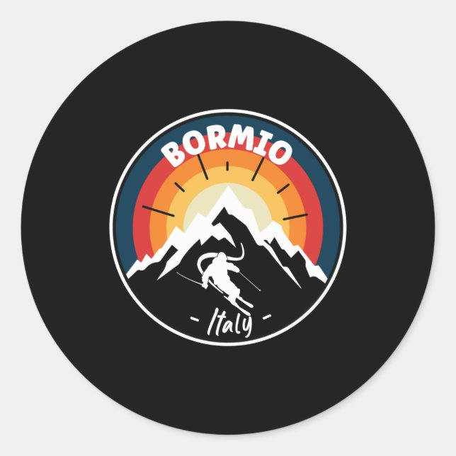 Sticker Rond Ski À Bormio Italie Vintage (Devant)