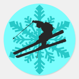Sticker Rond ski à flocon de neige
