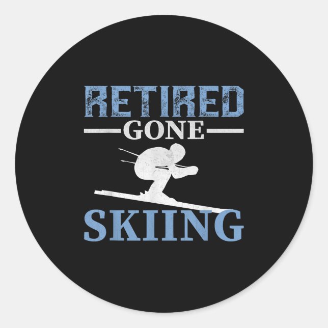 Sticker Rond Ski À La Retraite (Devant)