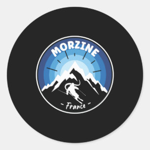 Sticker Rond Ski À Morzine France Bleu