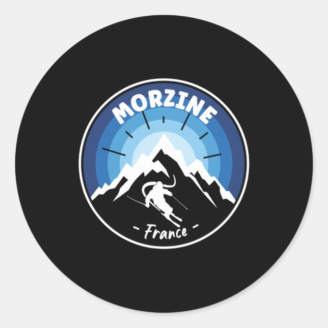 Sticker Rond Ski À Morzine France Bleu (Devant)
