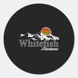 Sticker Rond Ski à Whitefish Montana Amoureux de la Montagne