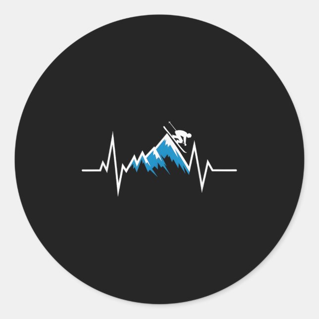 Sticker Rond Ski Alpin Heartbeat Les amateurs de ski (Devant)