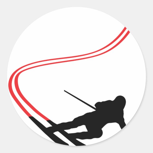 Sticker Rond ski alpin piste rouge (Devant)